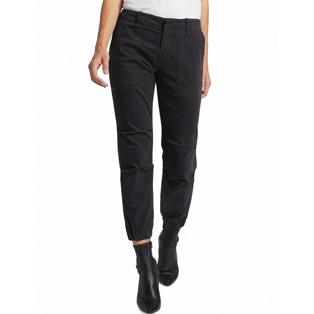 Nili Lotan Cropped French Military Pants Cargo Zipper Hem Black Size 6